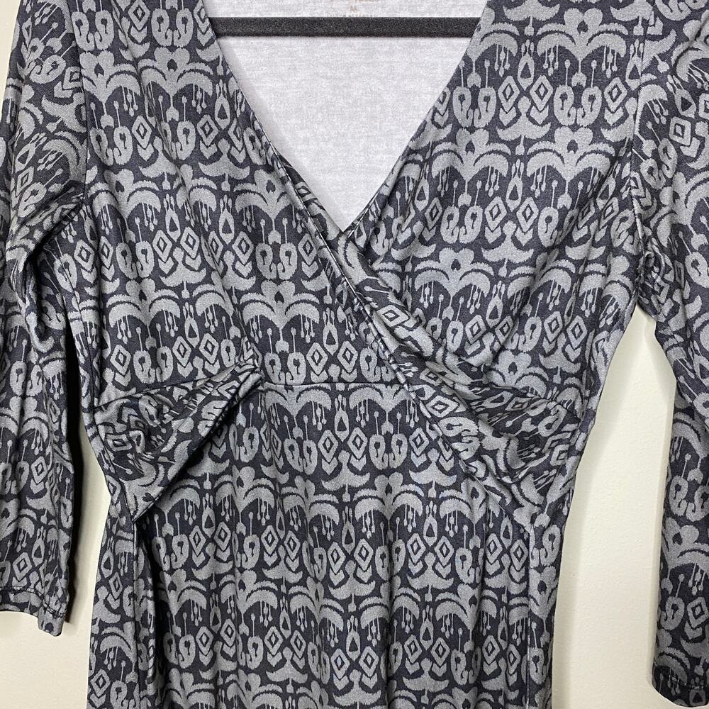 Prana Printed V-neck Faux Wrap Twist Front Dress - Picture 3 of 5